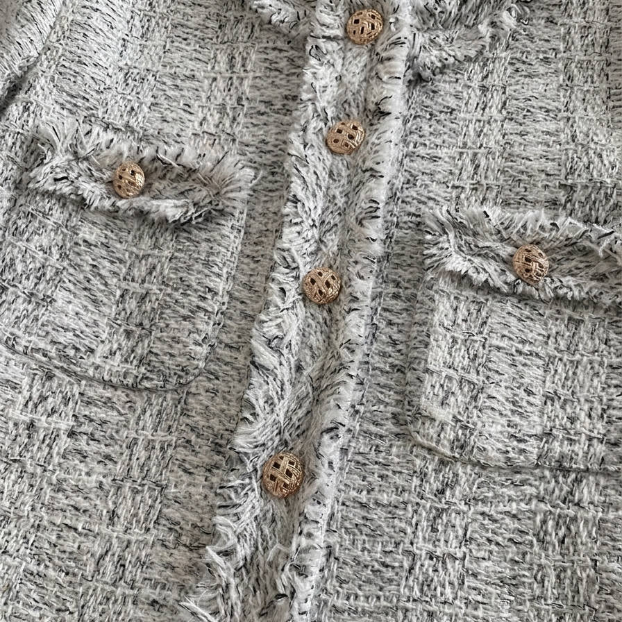 Womens Tweed Jacket, Classic Textured Blazer, Elegant Casual Outerwear