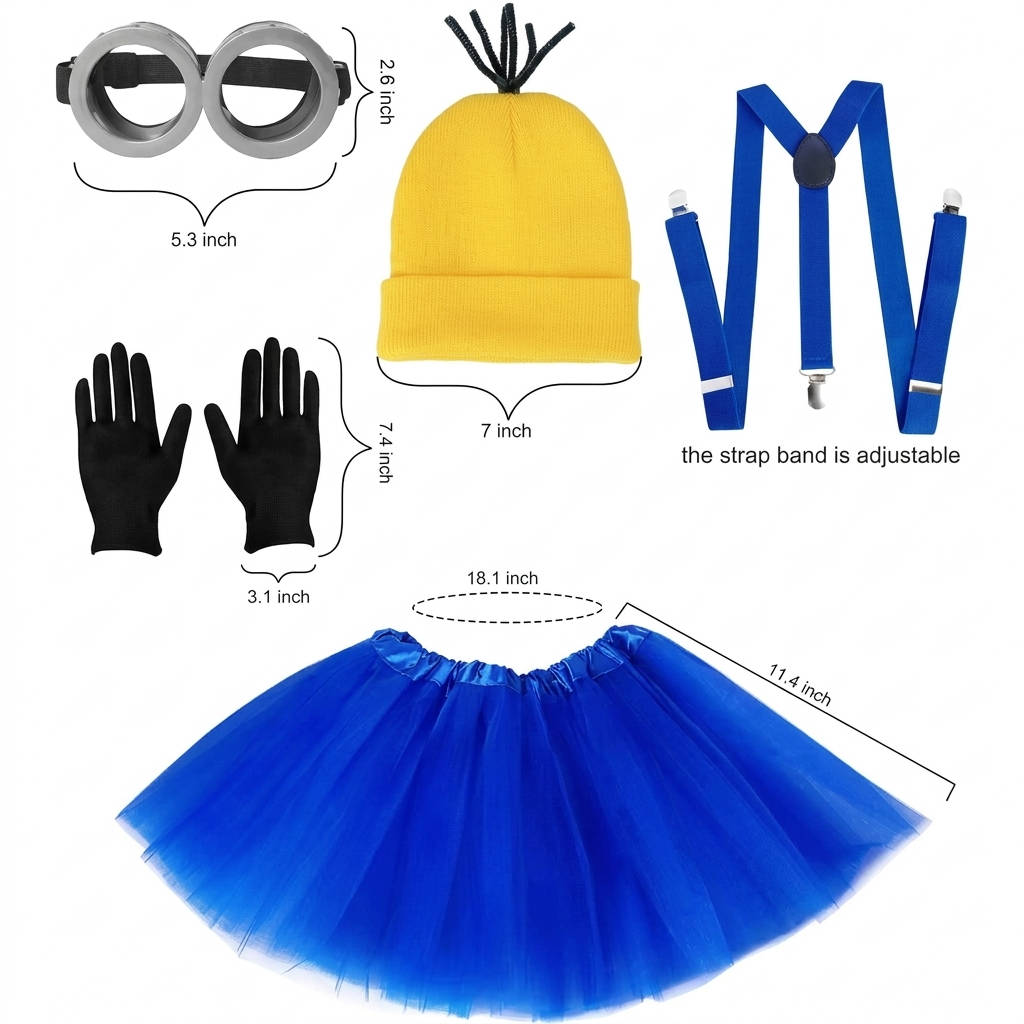 Halloween Costume for Girls, 5 Pcs Kids Cosplay Dress Up Set for Halloween Parties and Costume Events