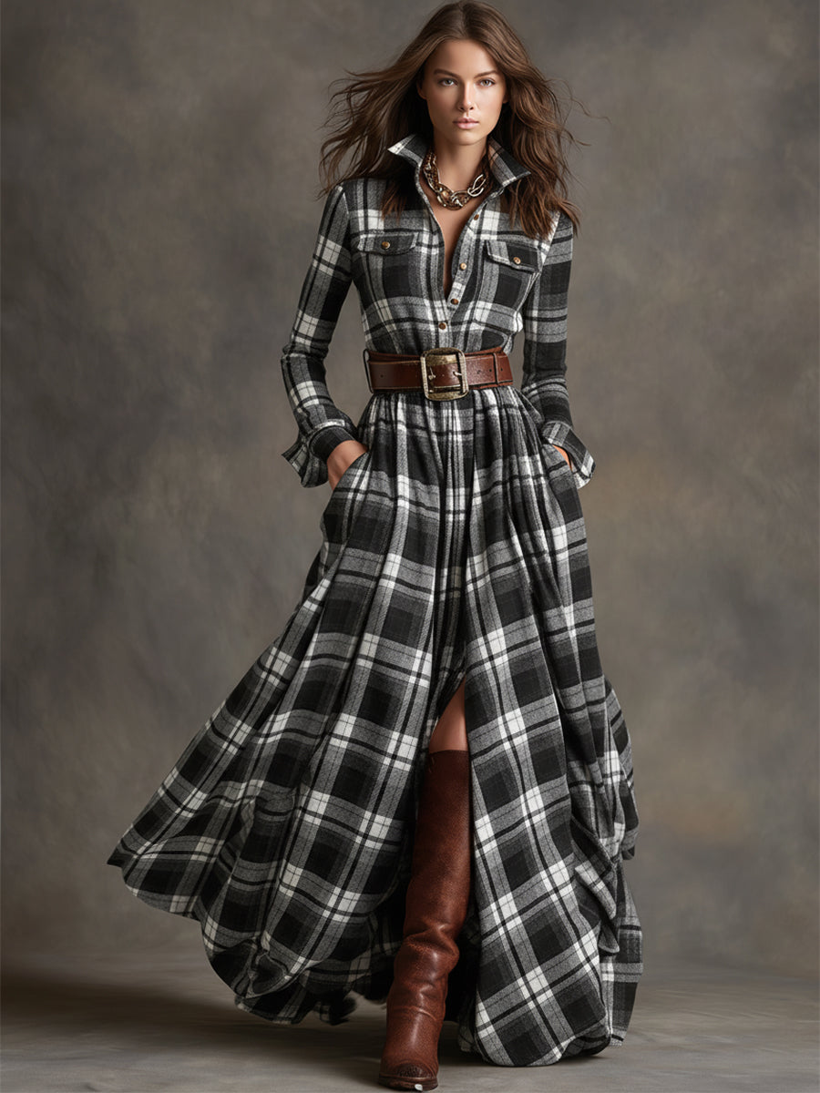Button Front Shirt Dress with Adjustable Belt and Breathable Fabric