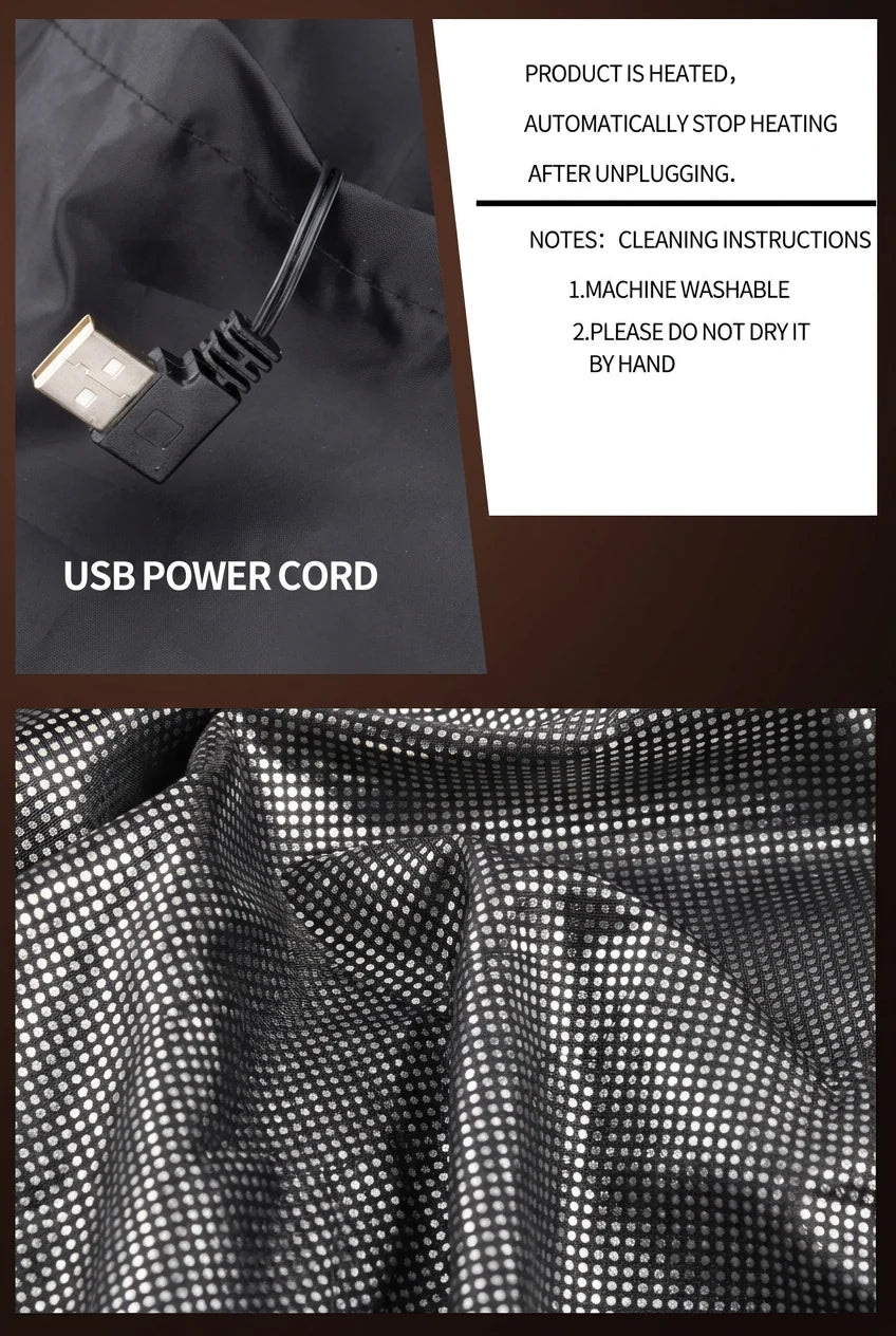 Electric Heated Vest with 9 Zones and 3-Setting Temperature Control