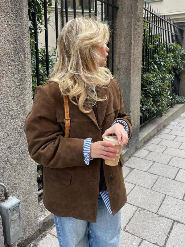 Coat With Long Sleeves and Polyester Fabric for Fall Winter