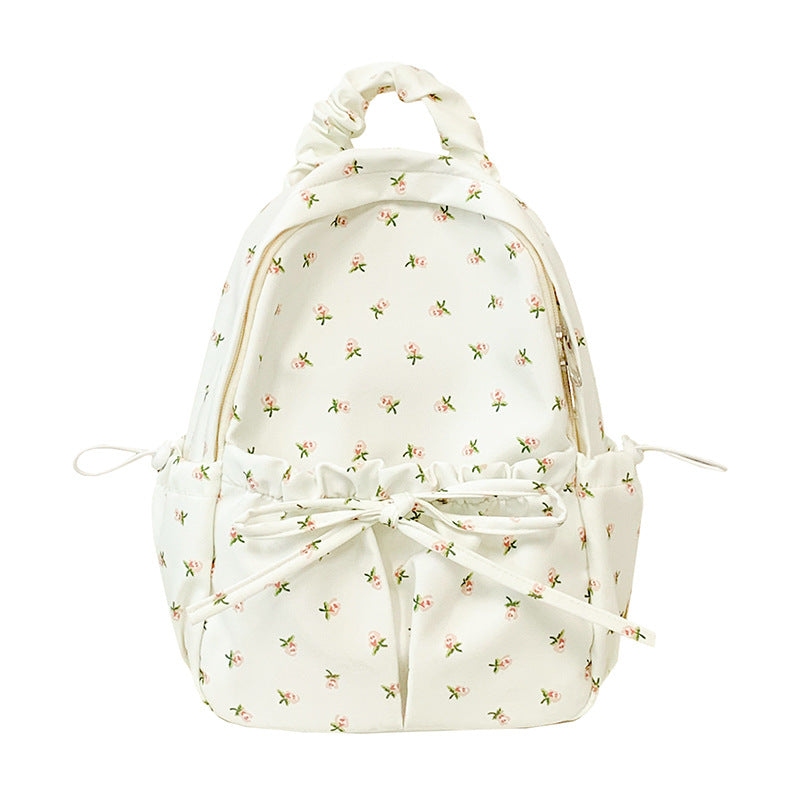 Floral Print Backpack with Adjustable Padded Straps and Multiple Compartments