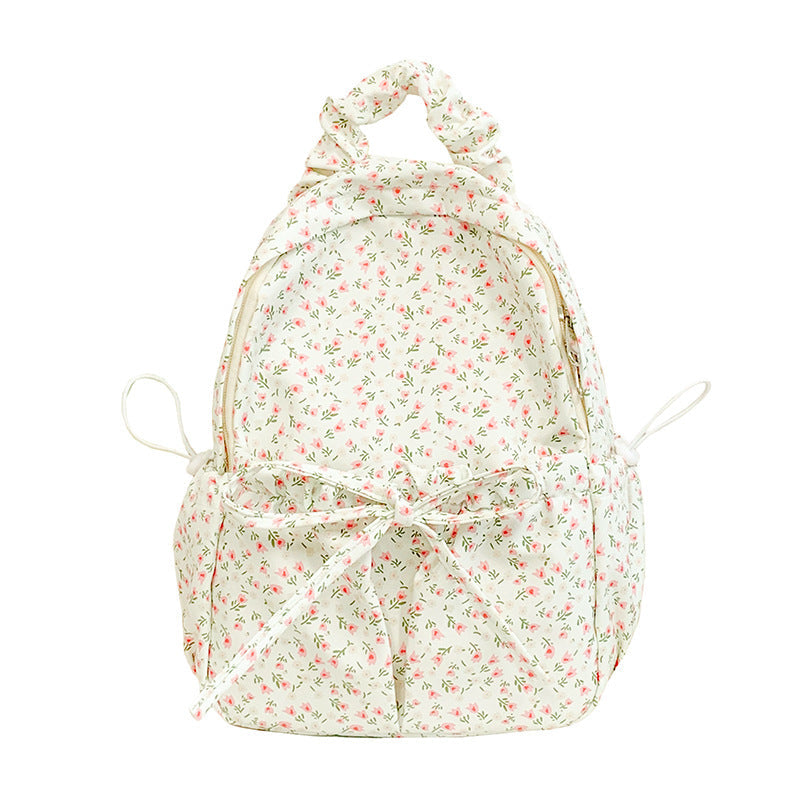 Floral Print Backpack with Adjustable Padded Straps and Multiple Compartments