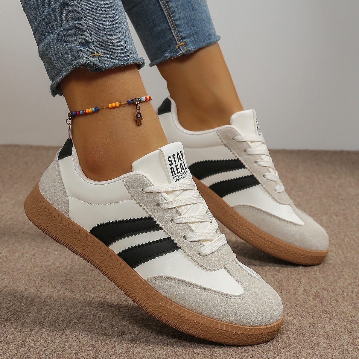 Classic Court Sneakers with Cushioned Footbed and Lace Up Closure