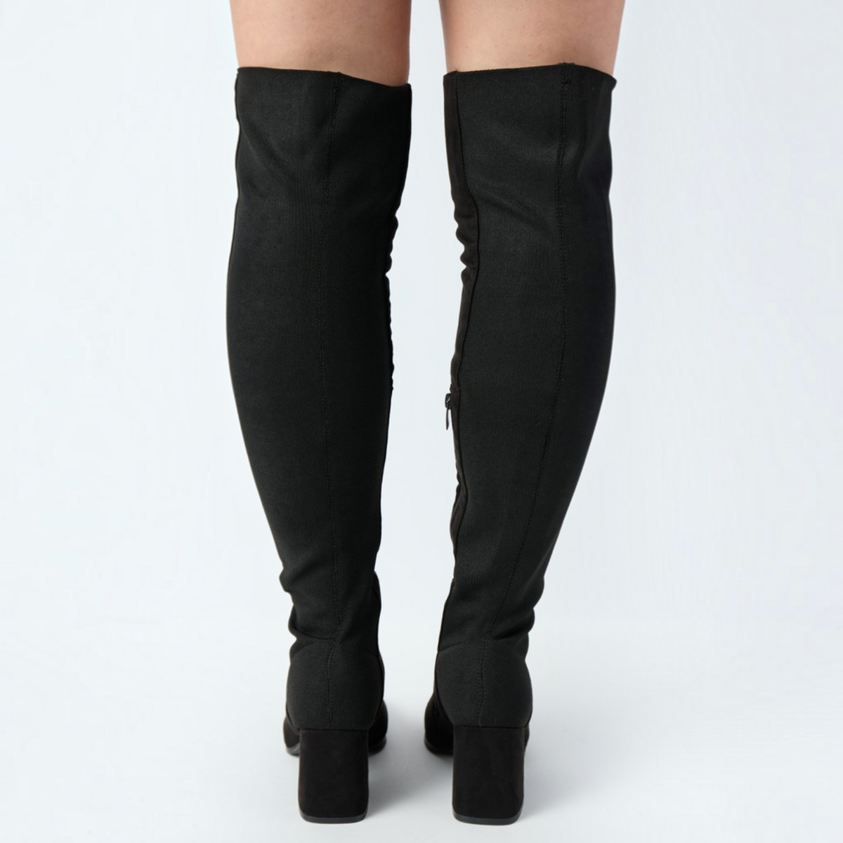 Womens Black Over The Knee Boots, Stretch Side Zipper