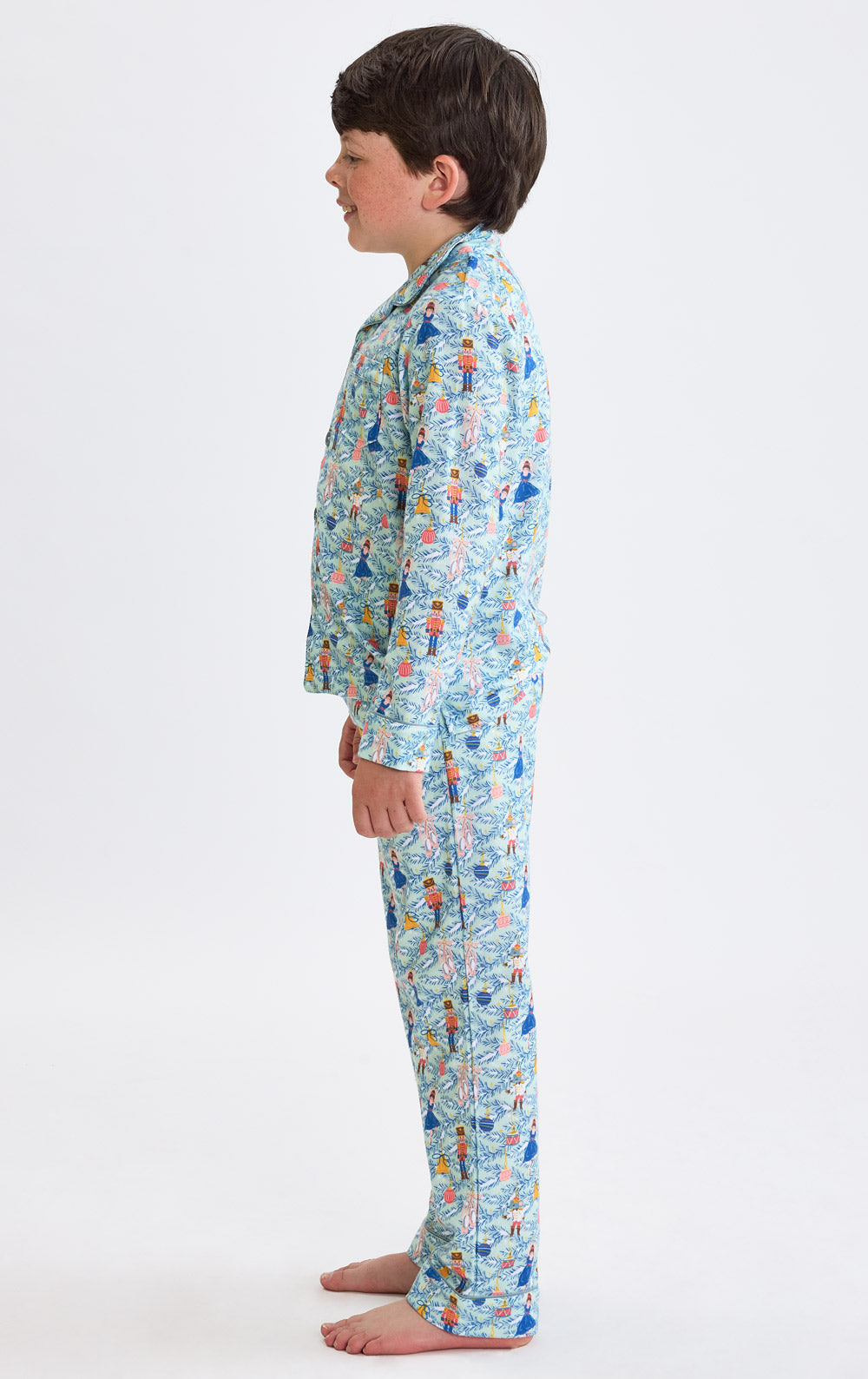 Childrens Nutcracker Pajama Set with Button Front and Elastic Waist
