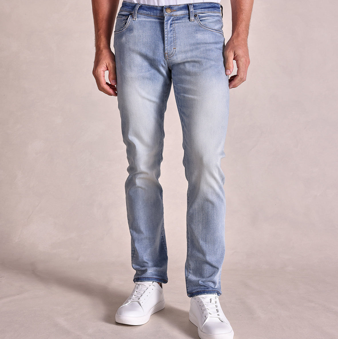Mens Slim Straight Denim Jeans 4-Way Stretch, Comfortable Fit