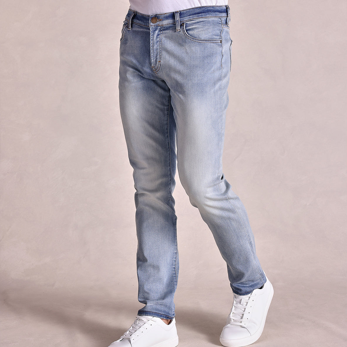 Mens Slim Straight Denim Jeans 4-Way Stretch, Comfortable Fit