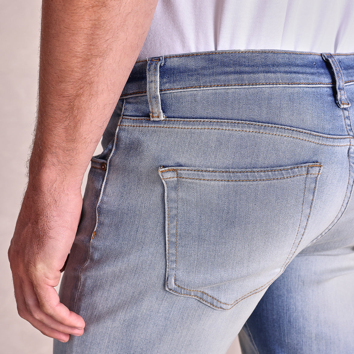 Mens Slim Straight Denim Jeans 4-Way Stretch, Comfortable Fit