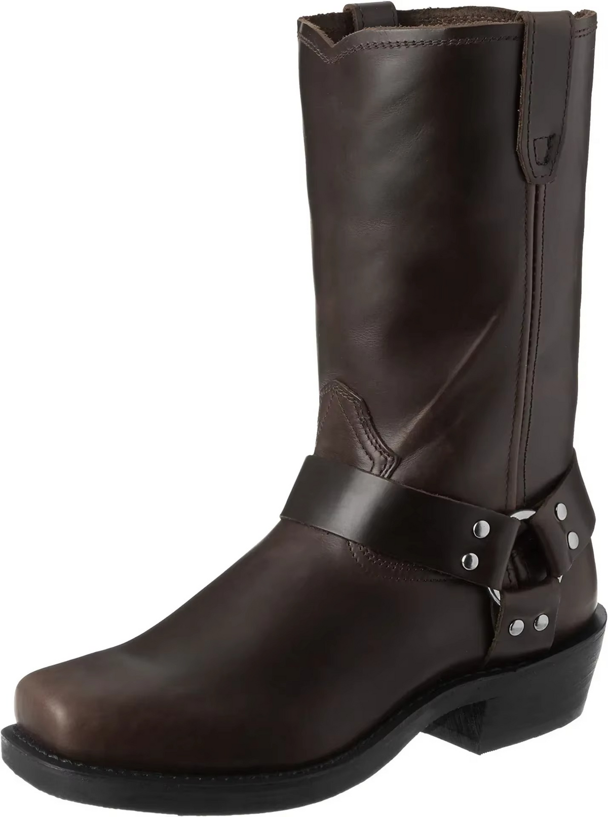 Mid Calf Western Boots with Slip-On Design and Retro Stitching for Men, Sizes 6-12