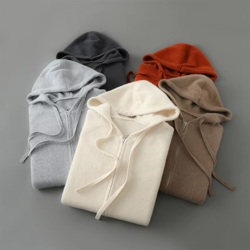 Hooded Cardigan with Open Front Design and Full Sleeves, S-3XL