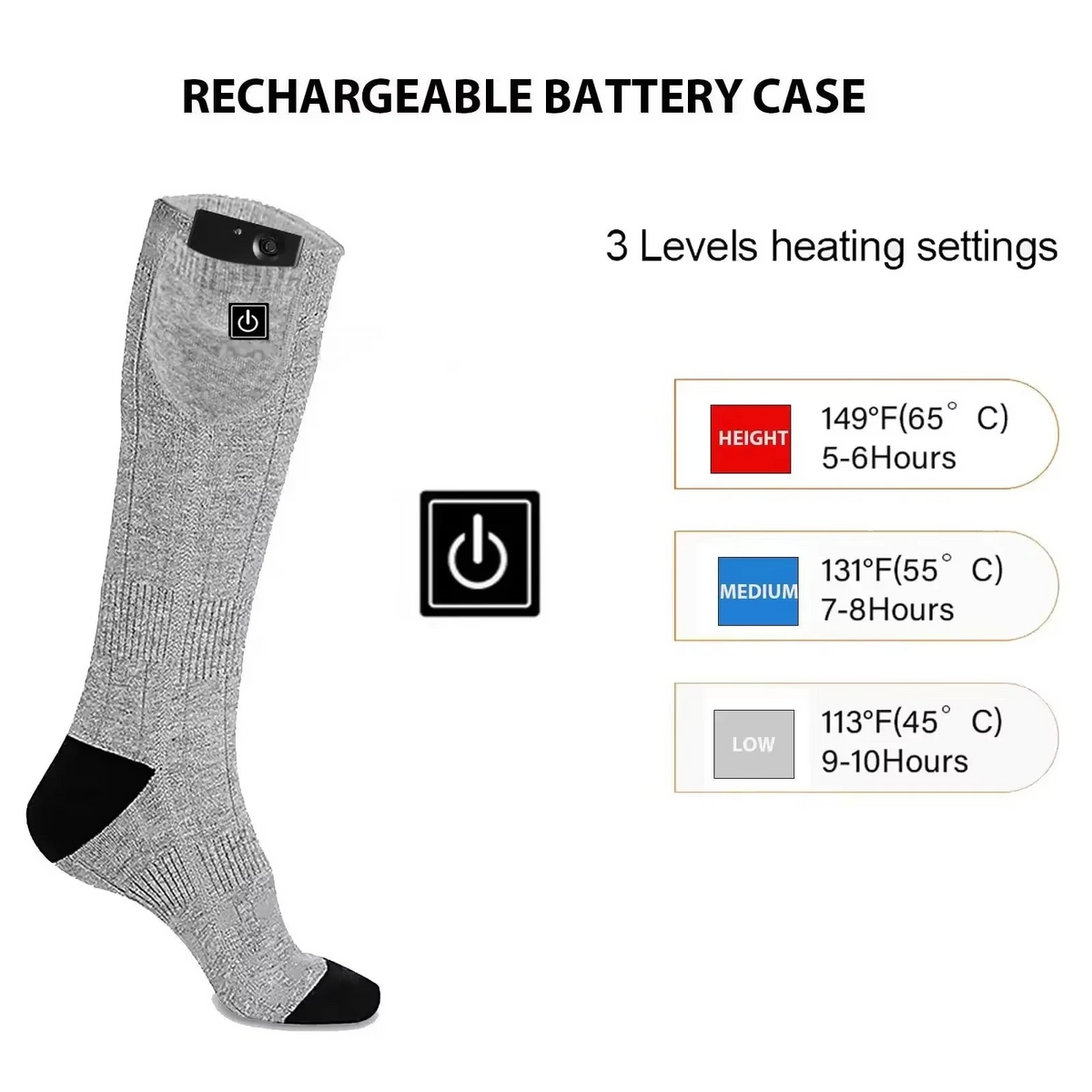 Heated Socks with Rechargeable Battery and Thermal Insulation, Cushioned Sole