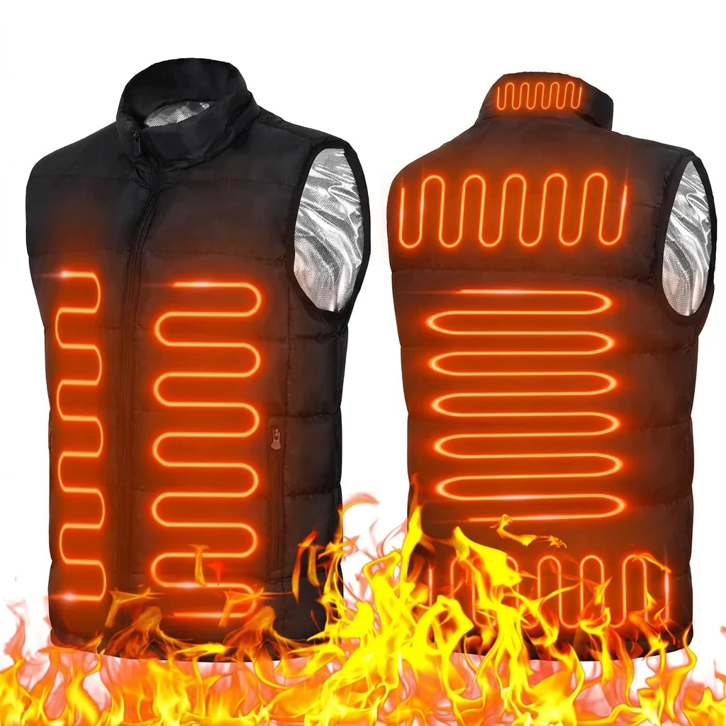 Electric Heated Vest with 9 Zones and 3-Setting Temperature Control