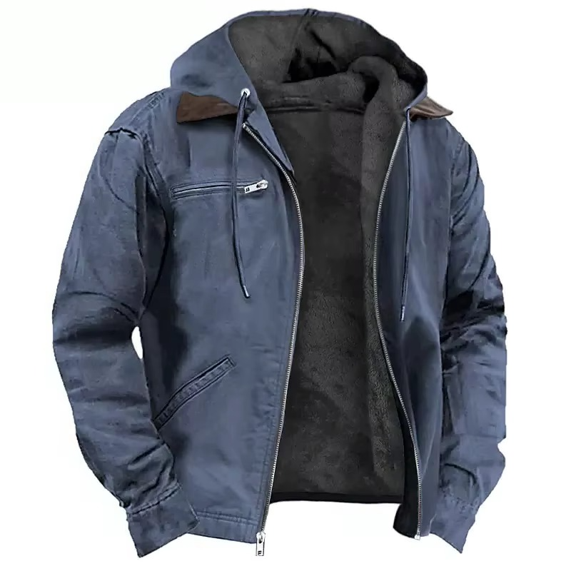 Hooded Winter Coat with Thickened Insulation and Adjustable Hood for Fall and Winter
