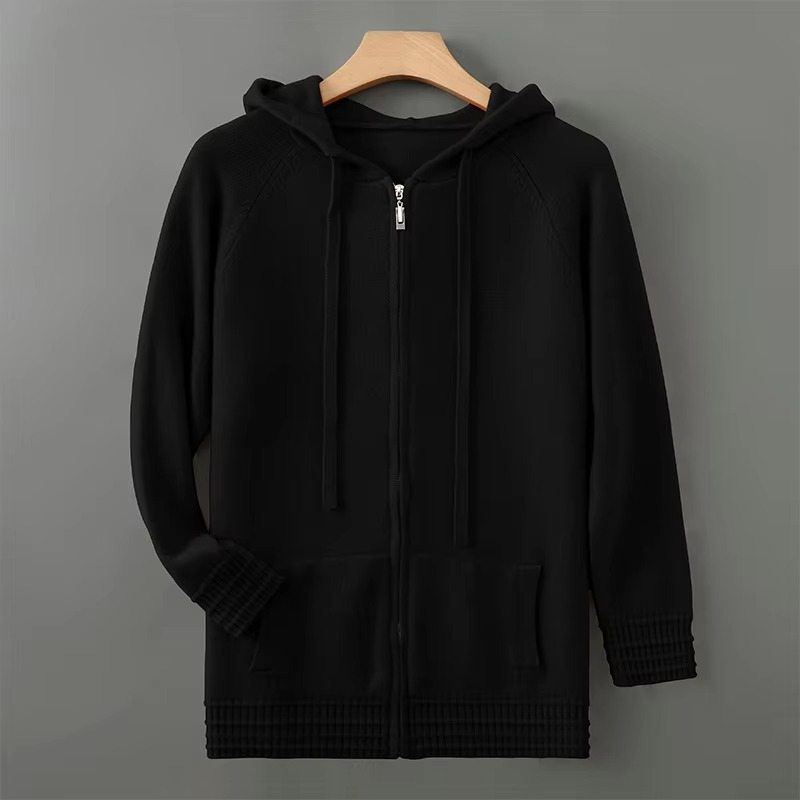 Hooded Cardigan with Open Front Design and Full Sleeves, S-3XL