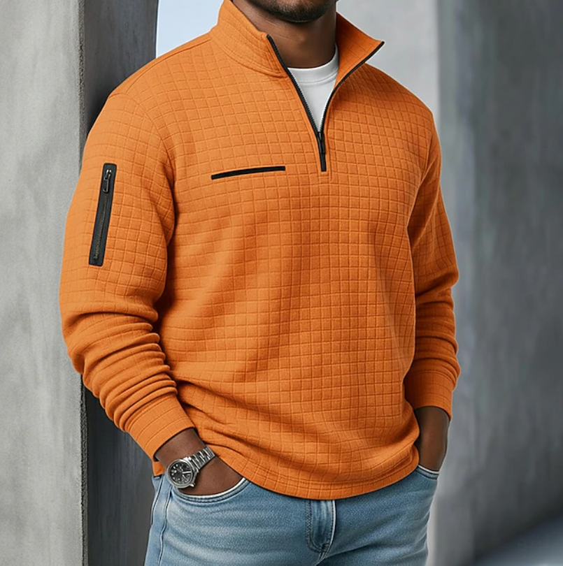 Mens Waffle Knit Long Sleeve Shirt with Relaxed Fit