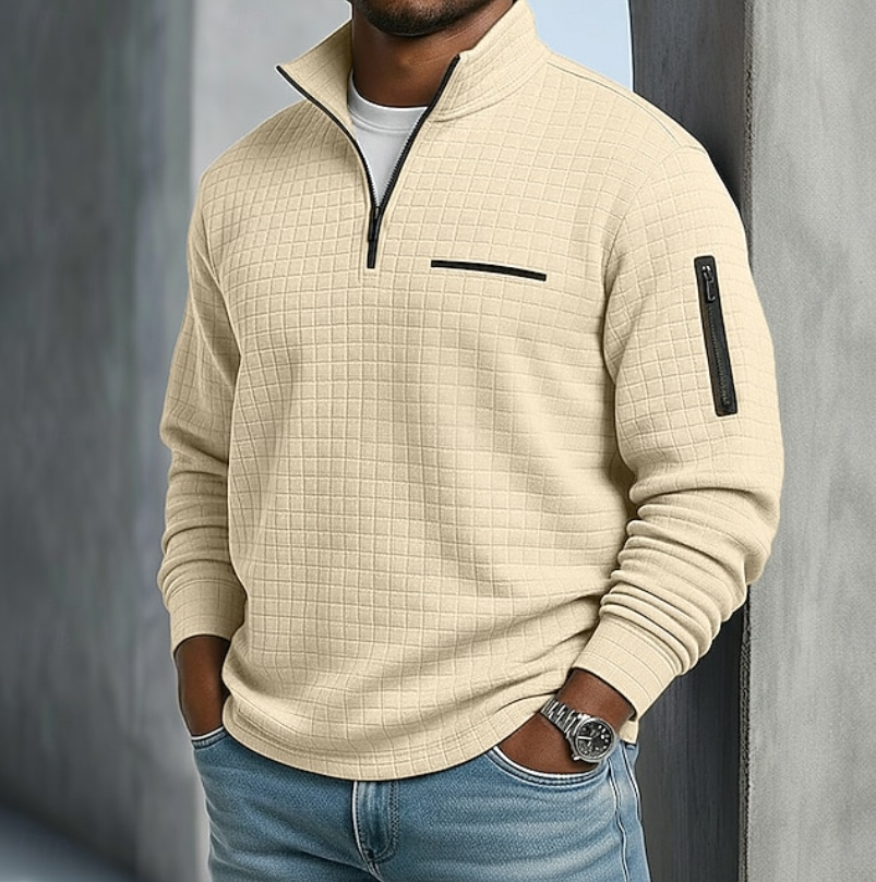 Mens Waffle Knit Long Sleeve Shirt with Relaxed Fit