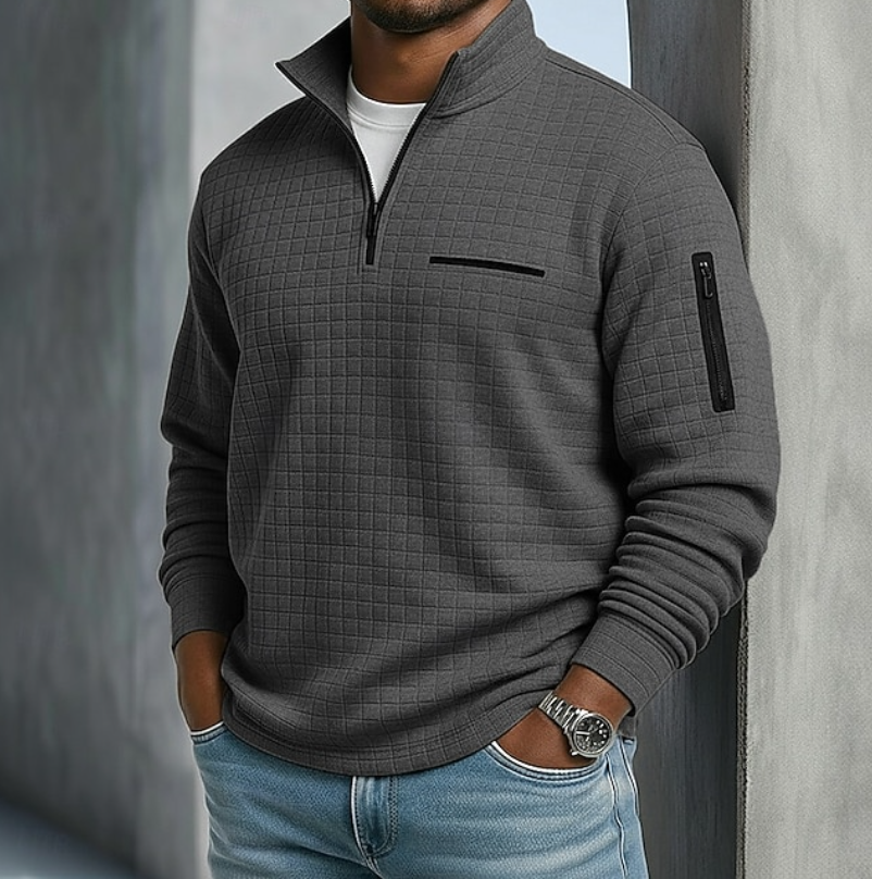 Mens Waffle Knit Long Sleeve Shirt with Relaxed Fit