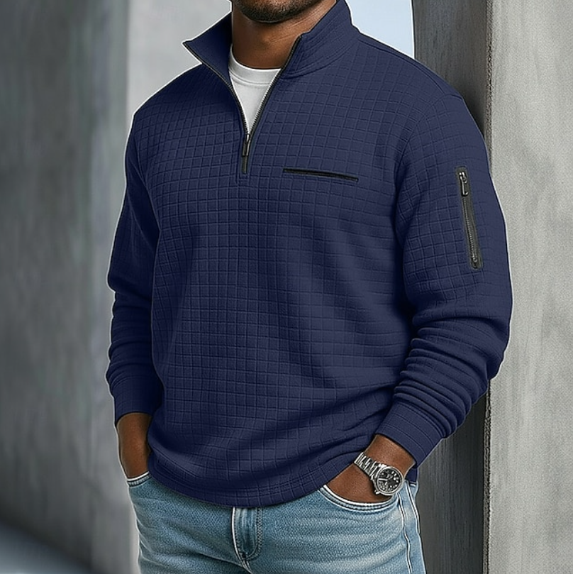 Mens Waffle Knit Long Sleeve Shirt with Relaxed Fit