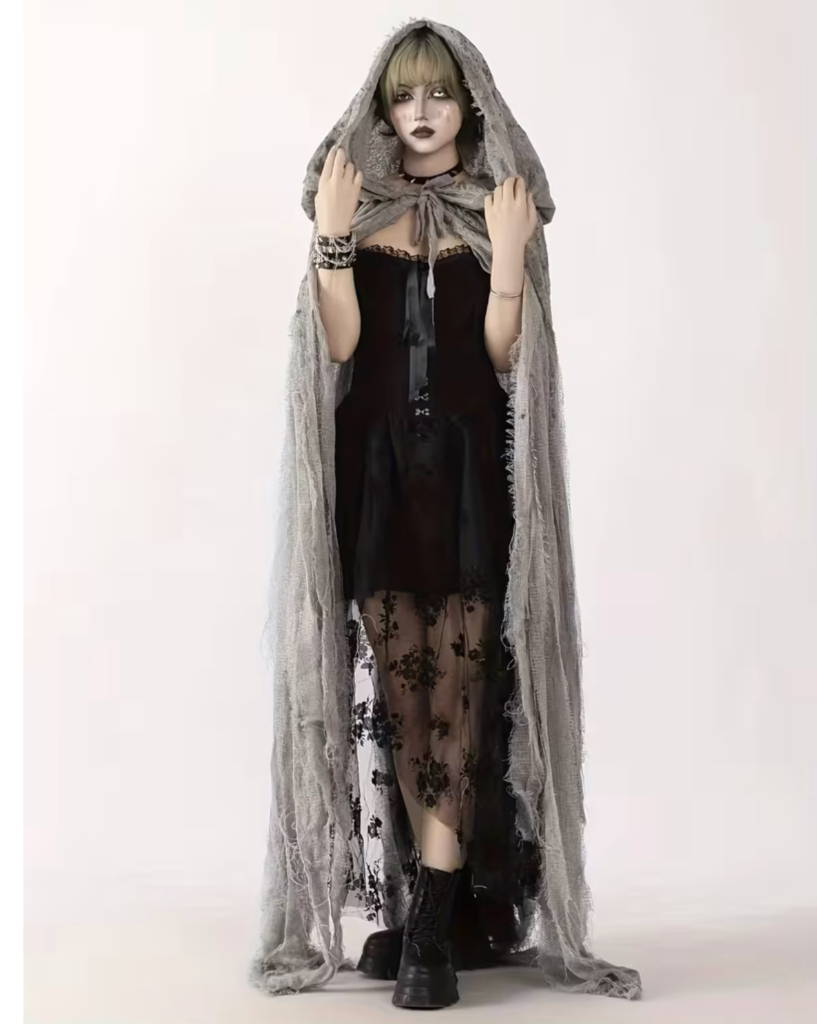 Witch and Reaper Hooded Cloak for Halloween Costumes with Full Body Coverage