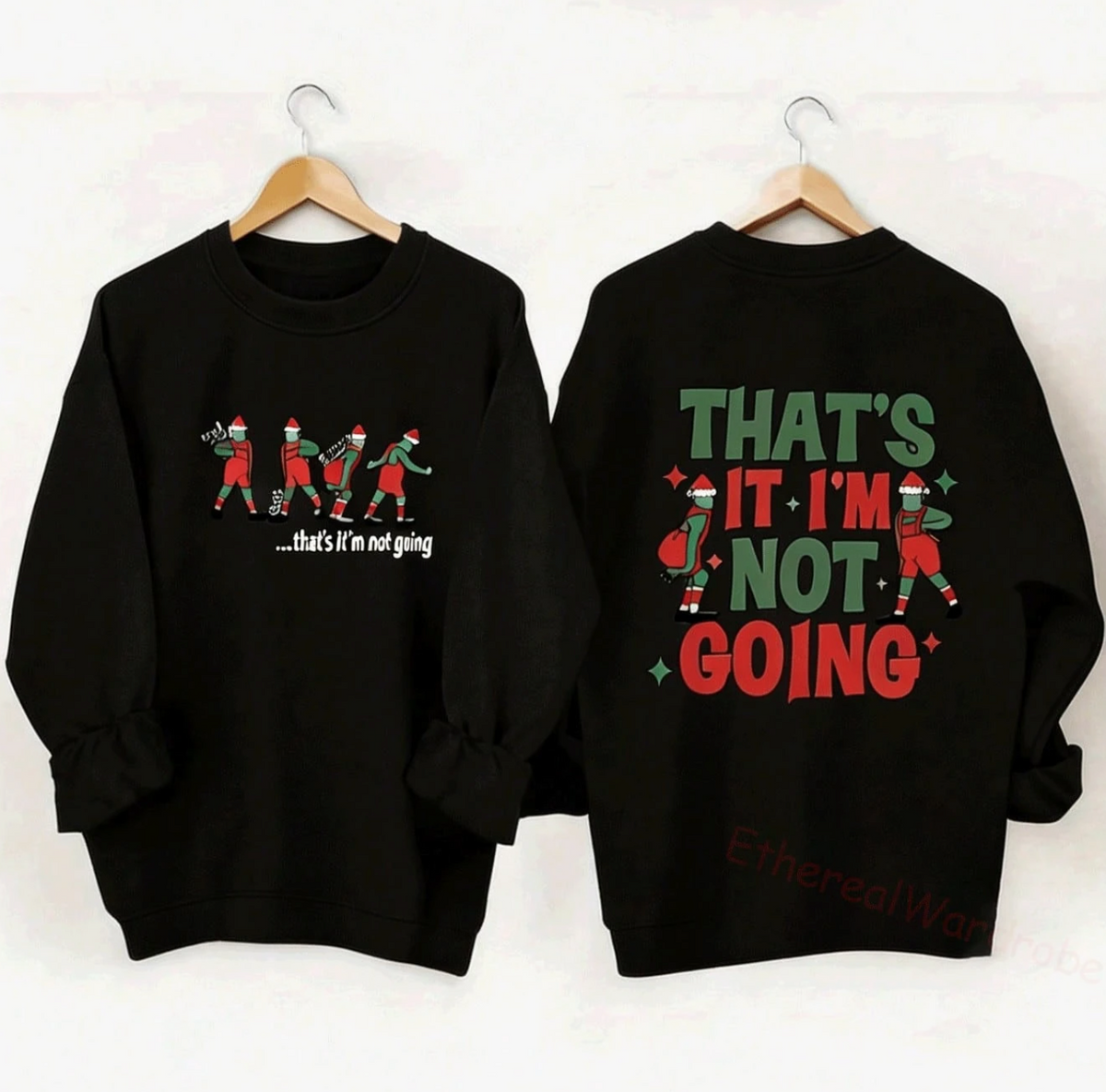 Womens Festive Pullover with Round Neckline and Long Sleeves, Black