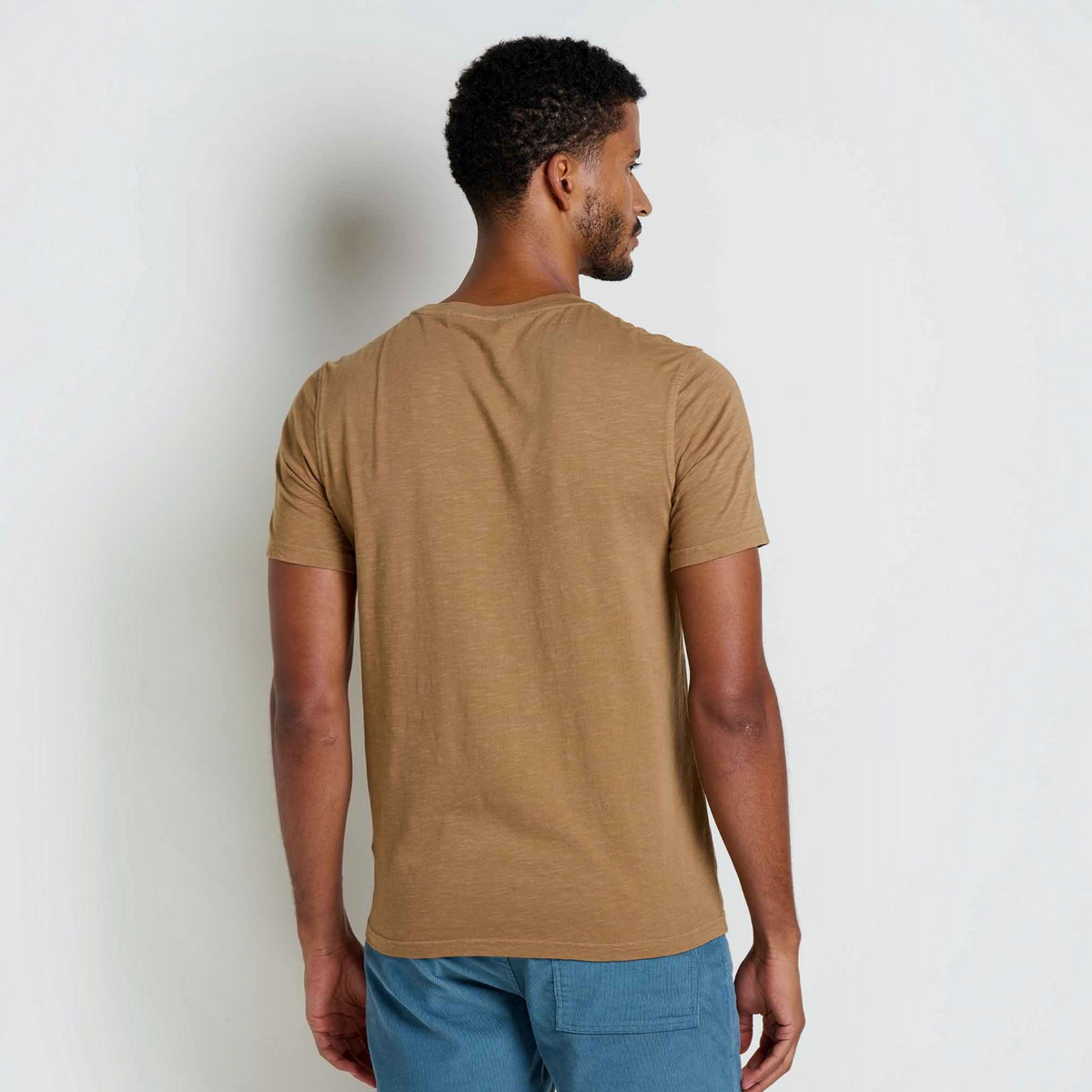 Mens Embroidered Crew T-Shirt Garment-Dyed, Soft Cotton