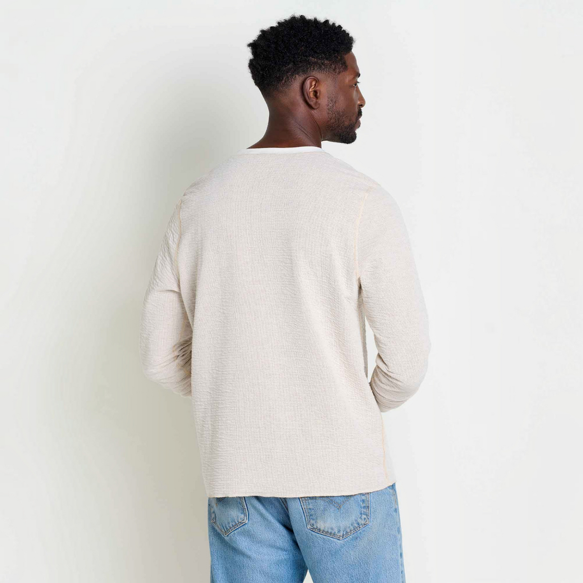 Mens Lightweight Henley Shirt Knit Texture, Casual