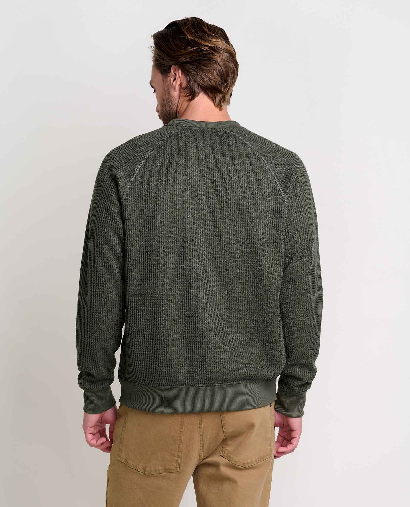 Men’s Midweight Henley Shirt Waffle Knit, Breathable