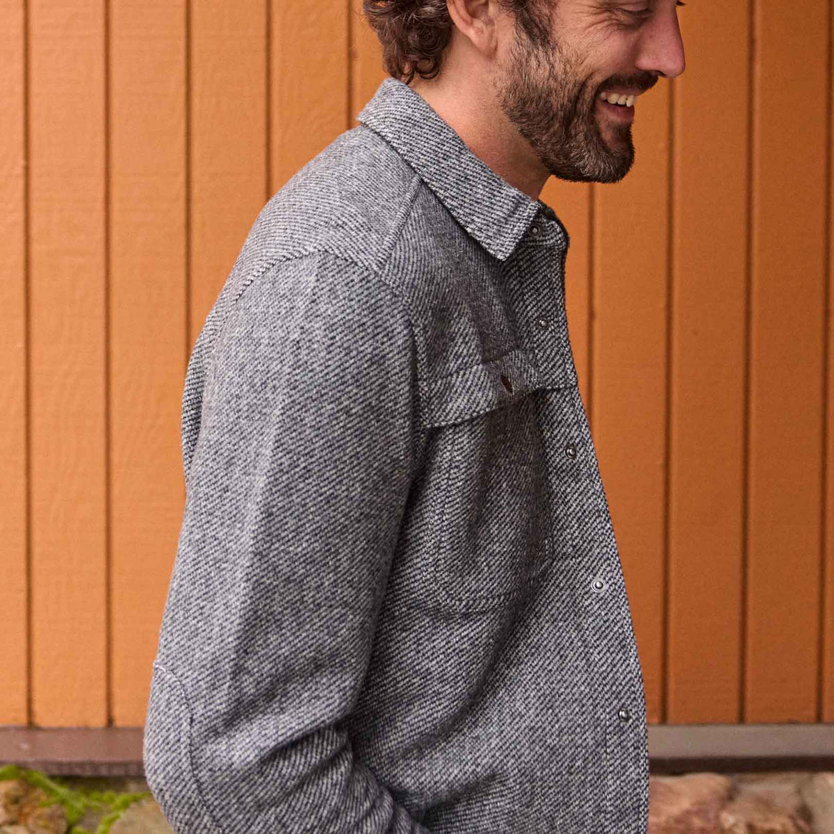 Mens Wool Shirt Jacket, Durable Textured Layer