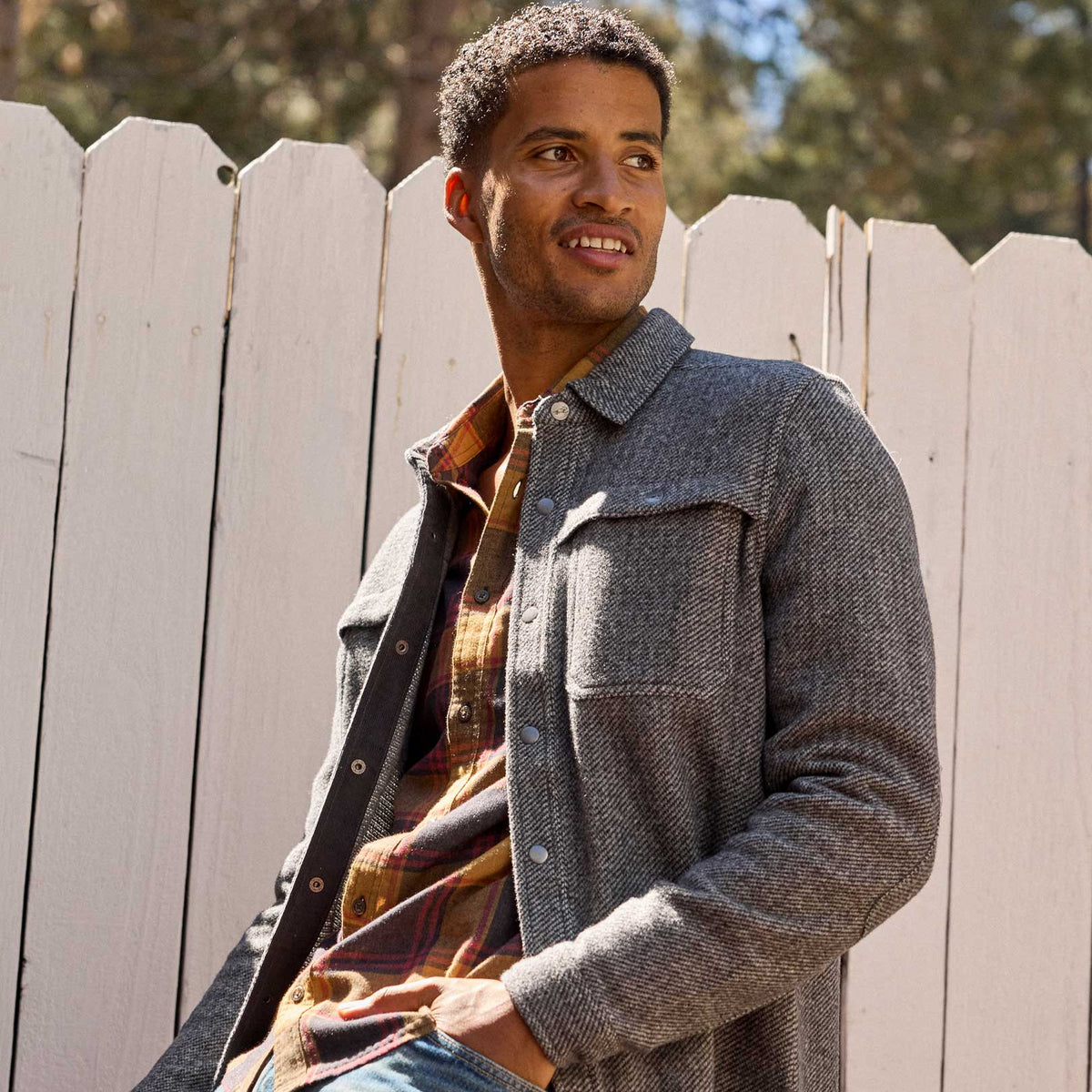 Mens Wool Shirt Jacket, Durable Textured Layer