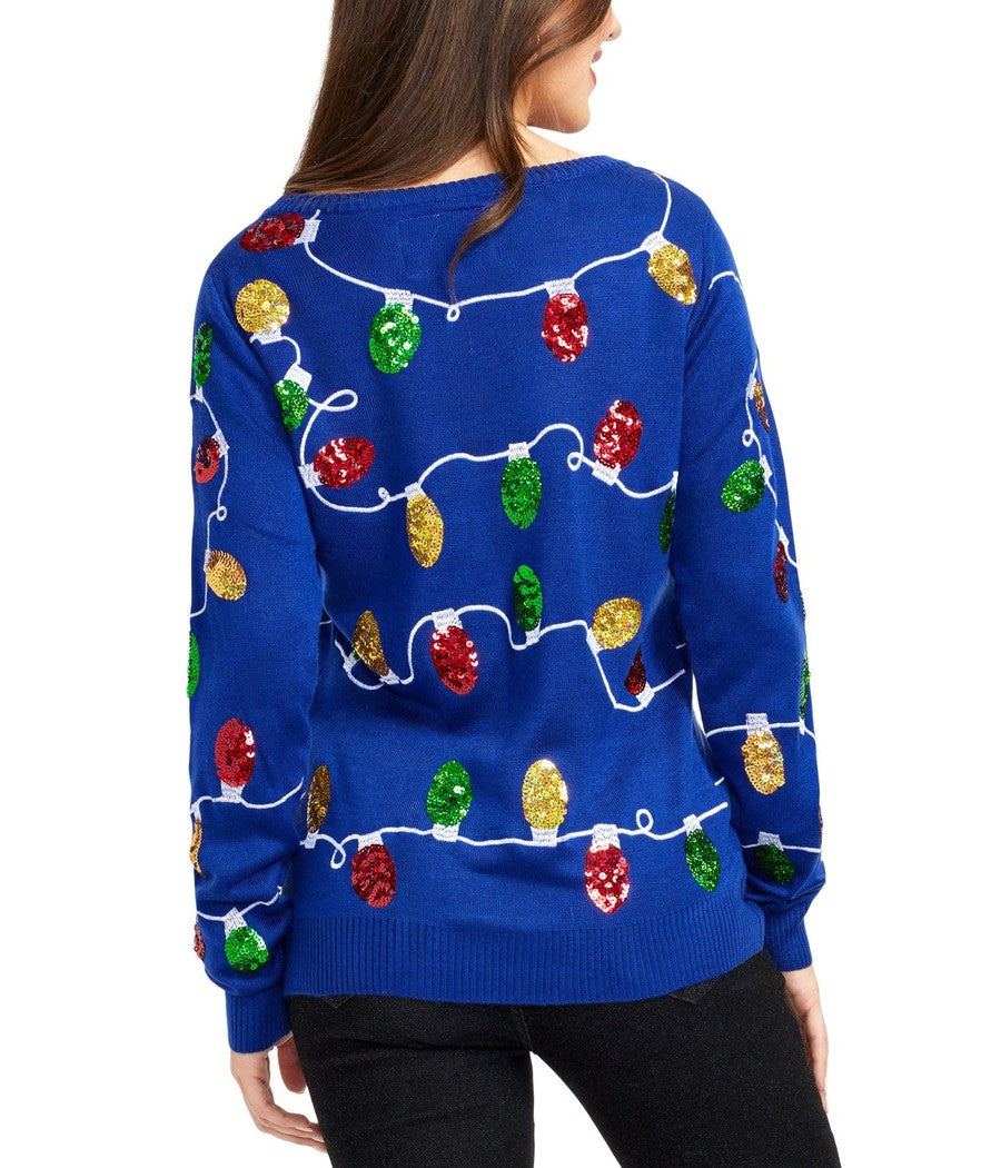Pullover Sweater with Dual Holiday Symbols and Crew Neckline, Ribbed Cuffs