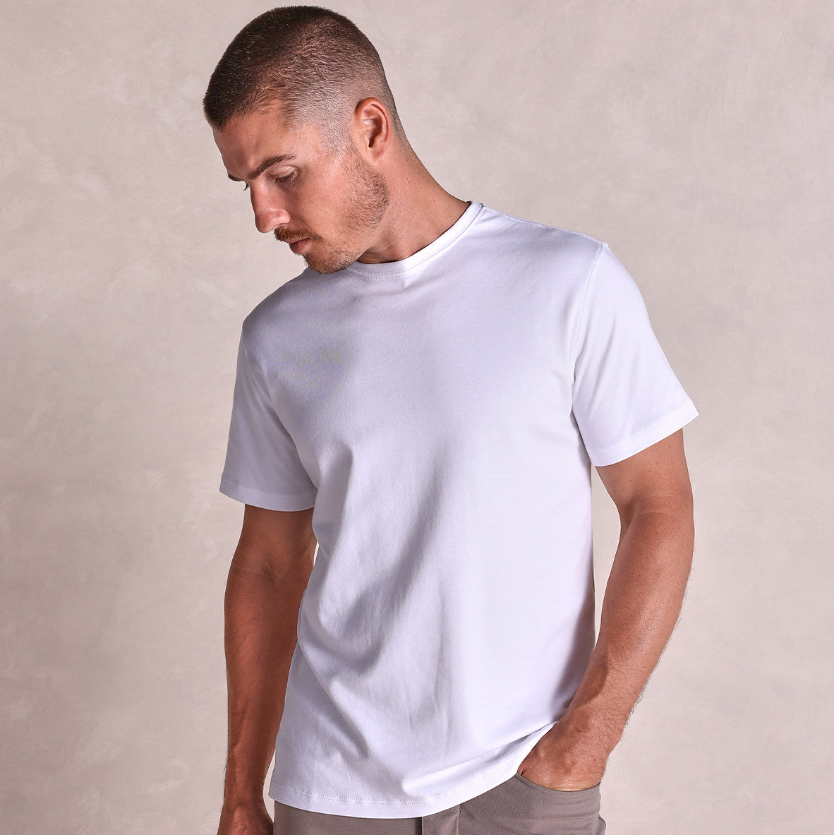 Mens Cotton Crew Neck T-Shirt Short Sleeve, Soft Drape