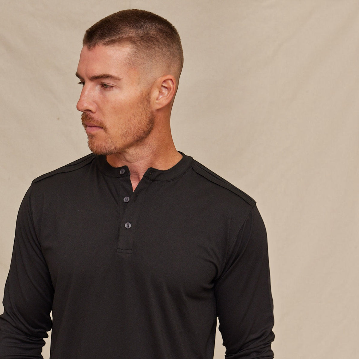 Mens Performance Long Sleeve Henley Shirt, Breathable