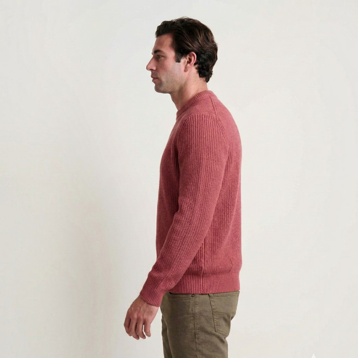 Mens Crew Sweater, Relaxed Fit Shaker Stitch