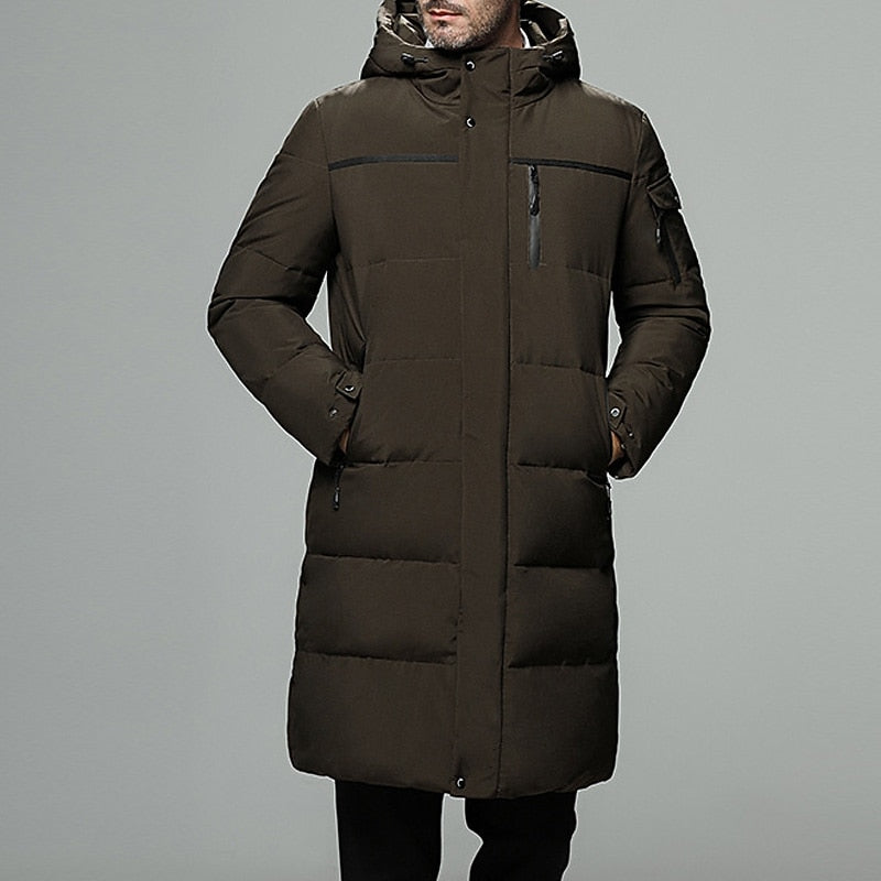 Longline Puffer Coat with Adjustable Hood and Insulated Shell, Zip Pockets
