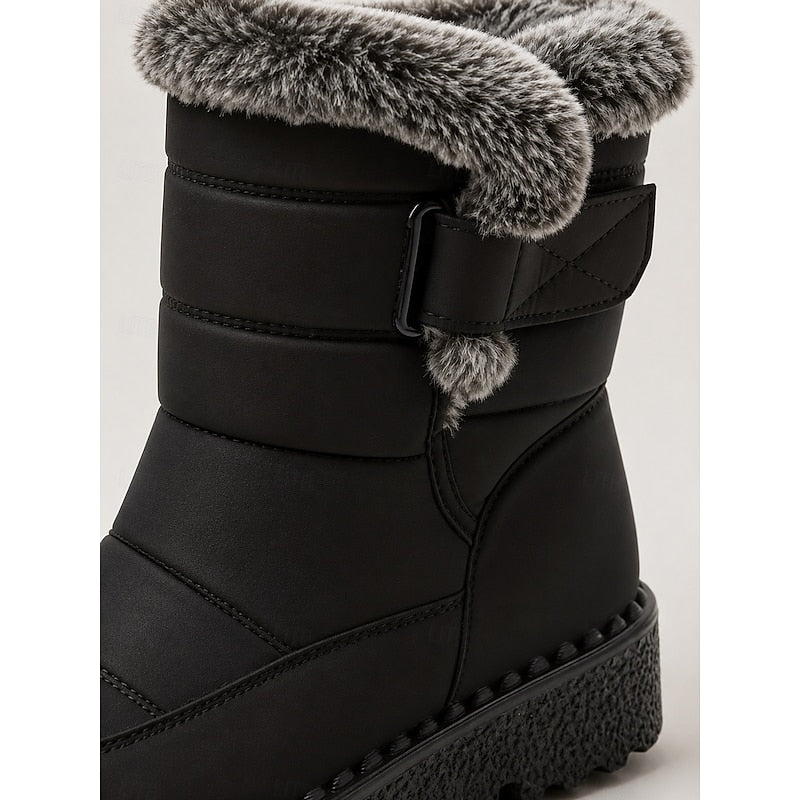 Winter Snow Boots with Plush Lining and Deep Tread Sole, Side Fastening