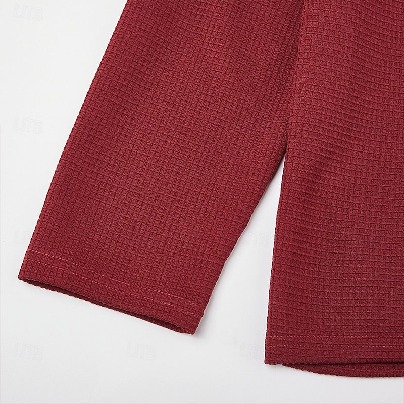 Quarter Zip Pullover with Textured Fabric and Elbow Patches, Chest Pocket