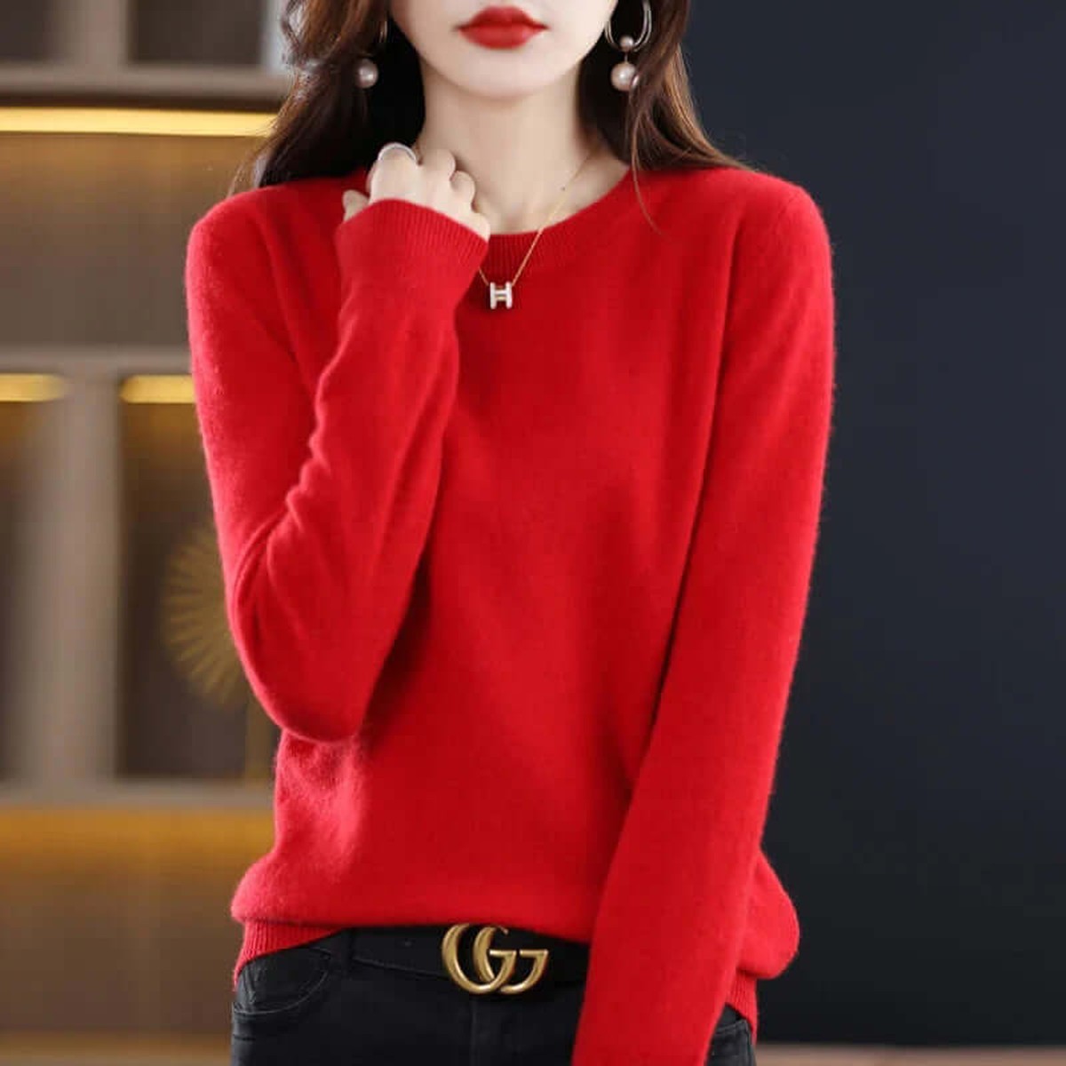 Womens Ribbed Turtleneck Knit Pullover Sweater with Long Sleeves and High Neck