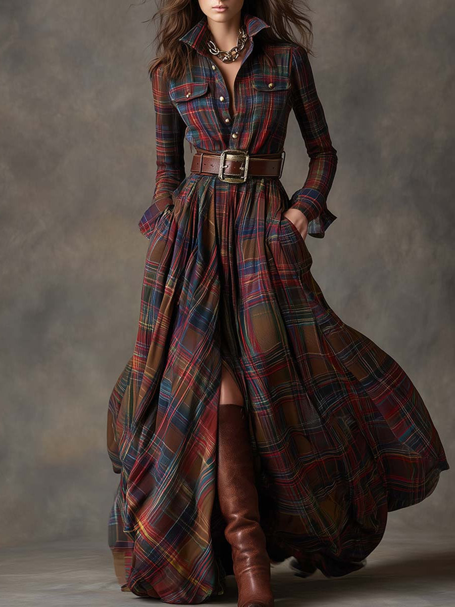 Button Front Shirt Dress with Adjustable Belt and Breathable Fabric