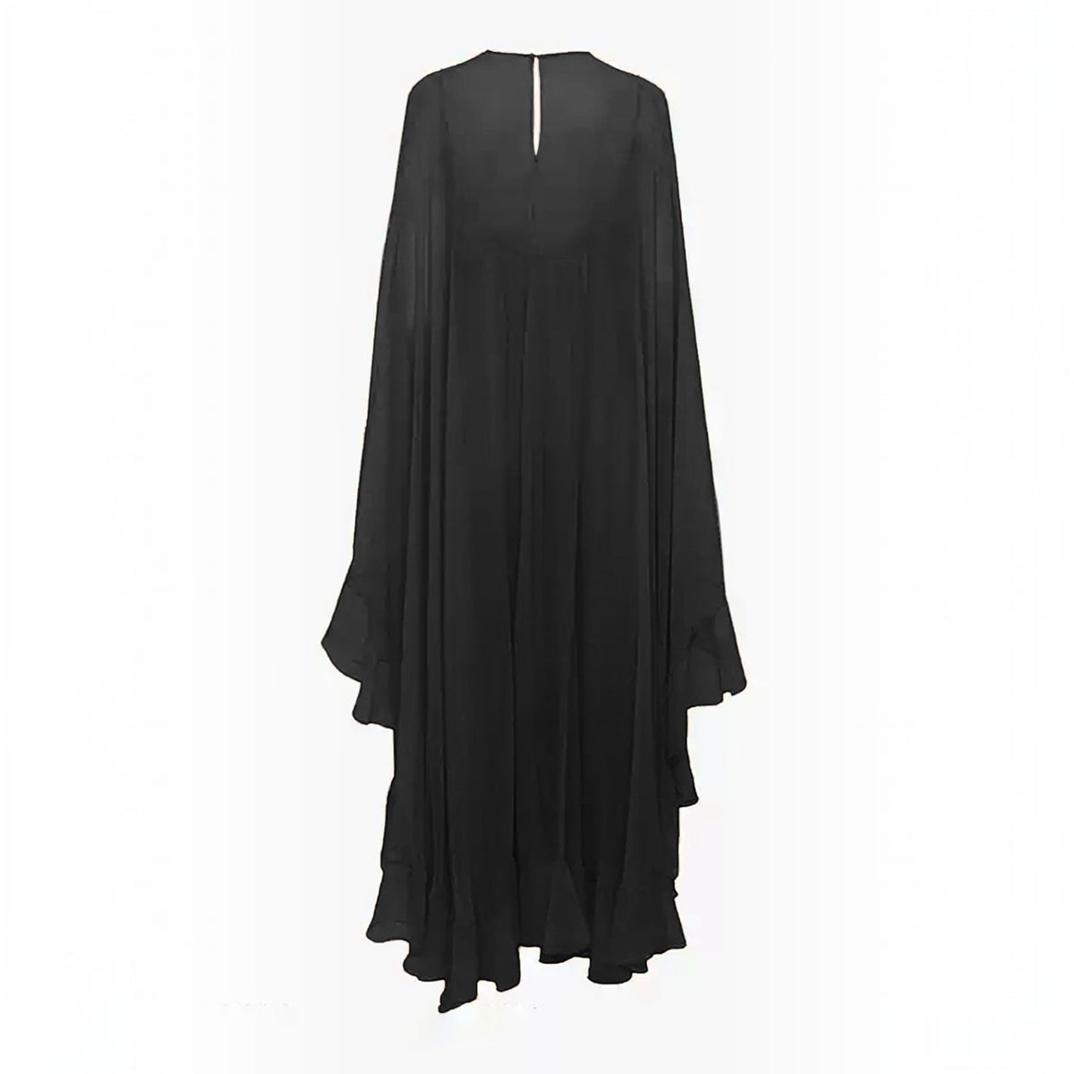 Maxi Dress with Long Sleeves and Sheer Chiffon, Crew Neck Shift Fit