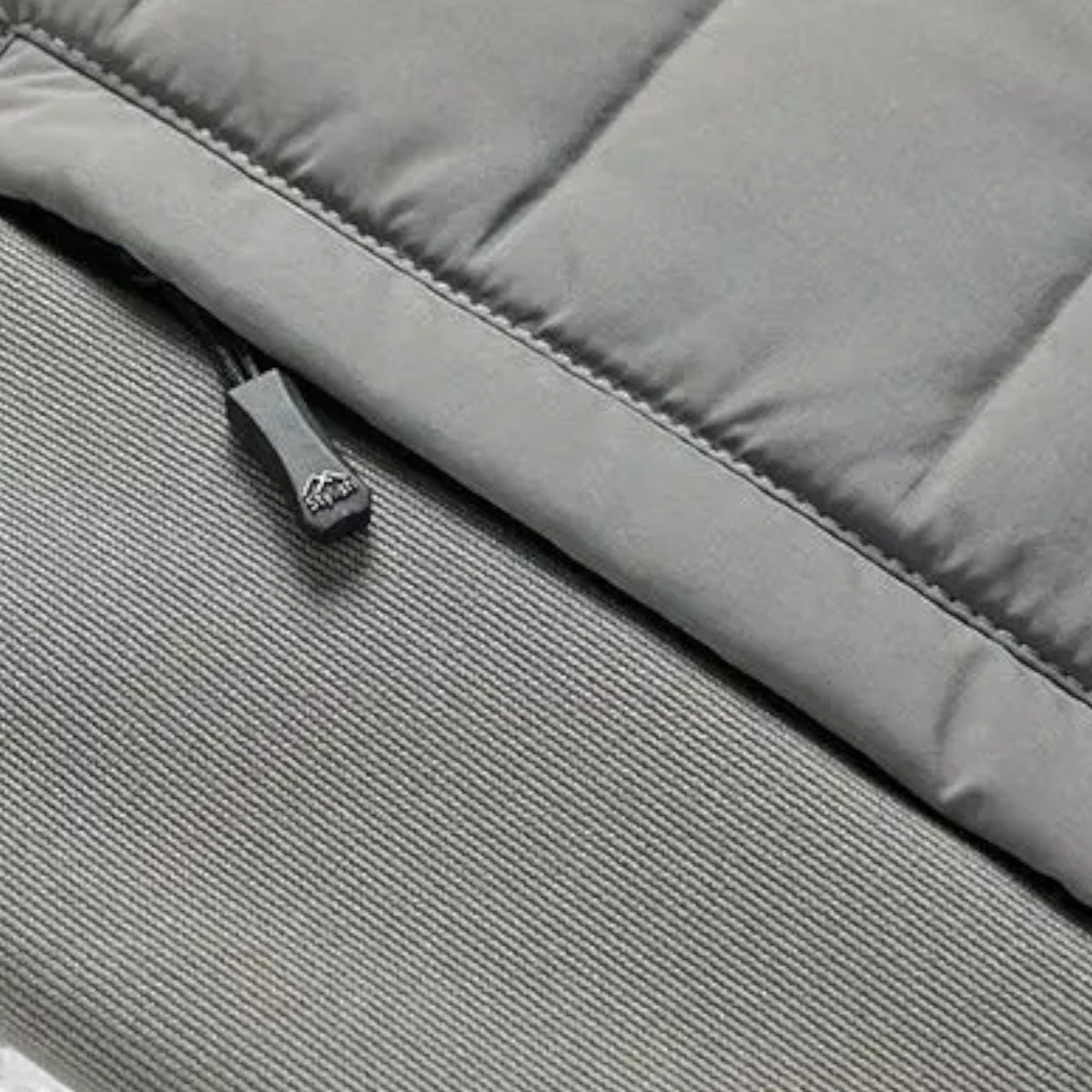 Quilted Hybrid Jacket with Knit Sleeves and Stand Collar for Men