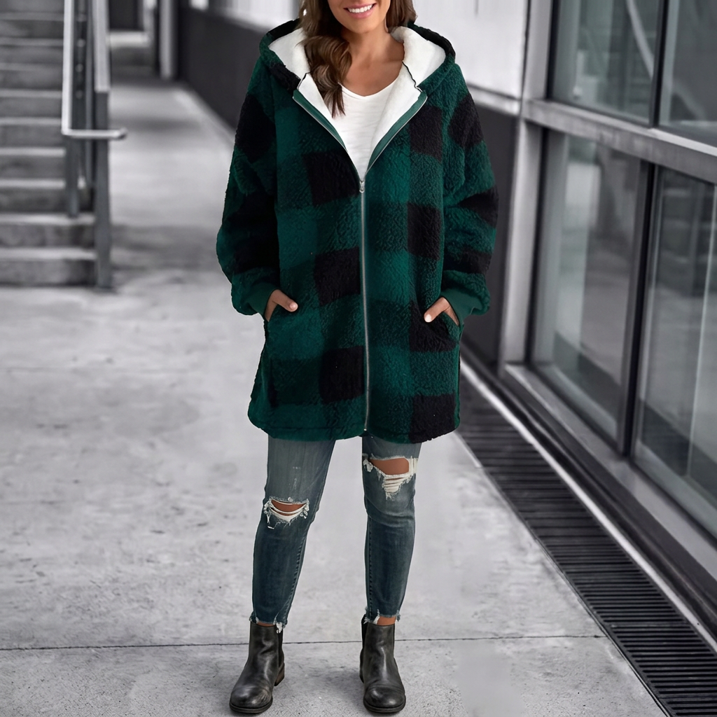 Fleece Hoodie with Loose Fit and Long Sleeves for Women