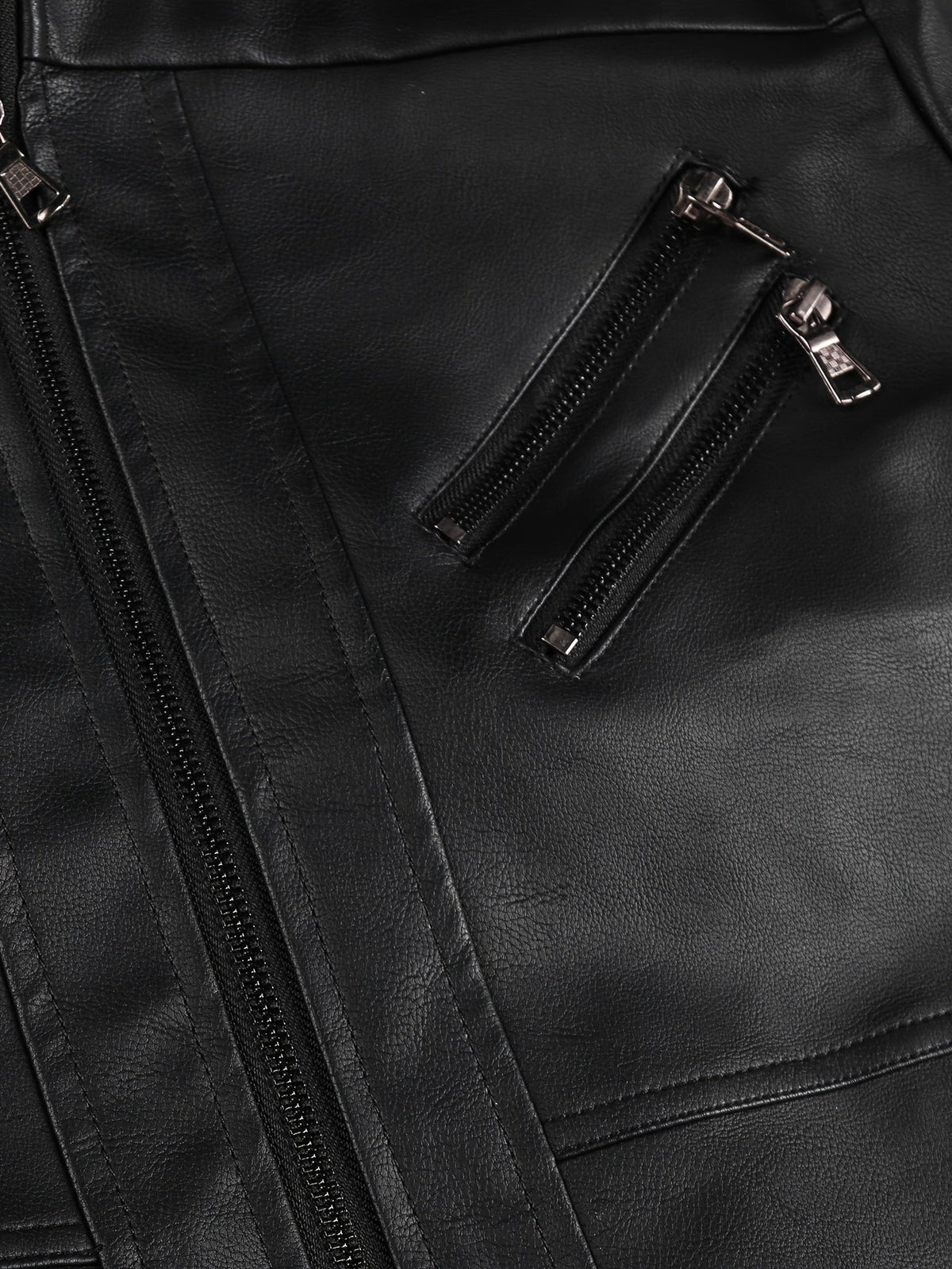 Hooded Biker Jacket with Removable Snap Hood and Multiple Zippered Pockets