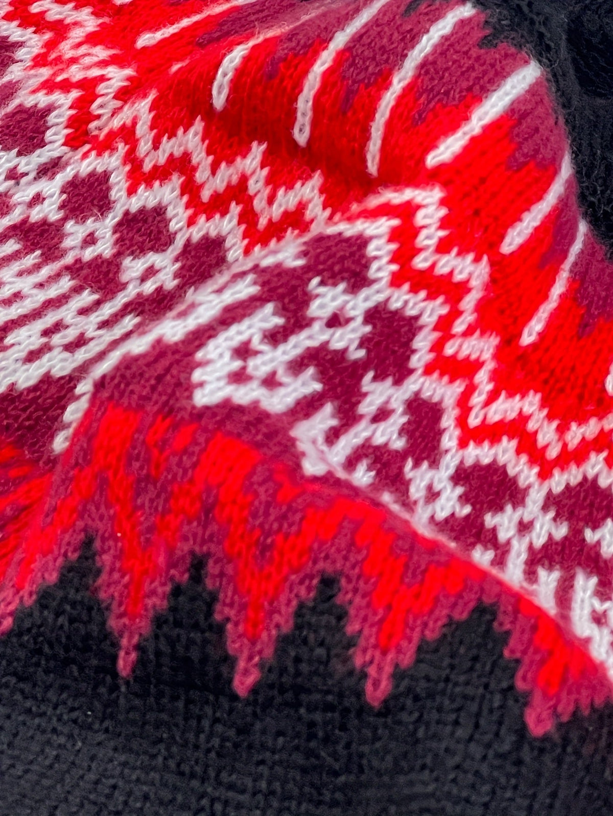 Chunky Jacquard Knit Sweater with Round Neck and Ribbed Cuffs, Hip Length