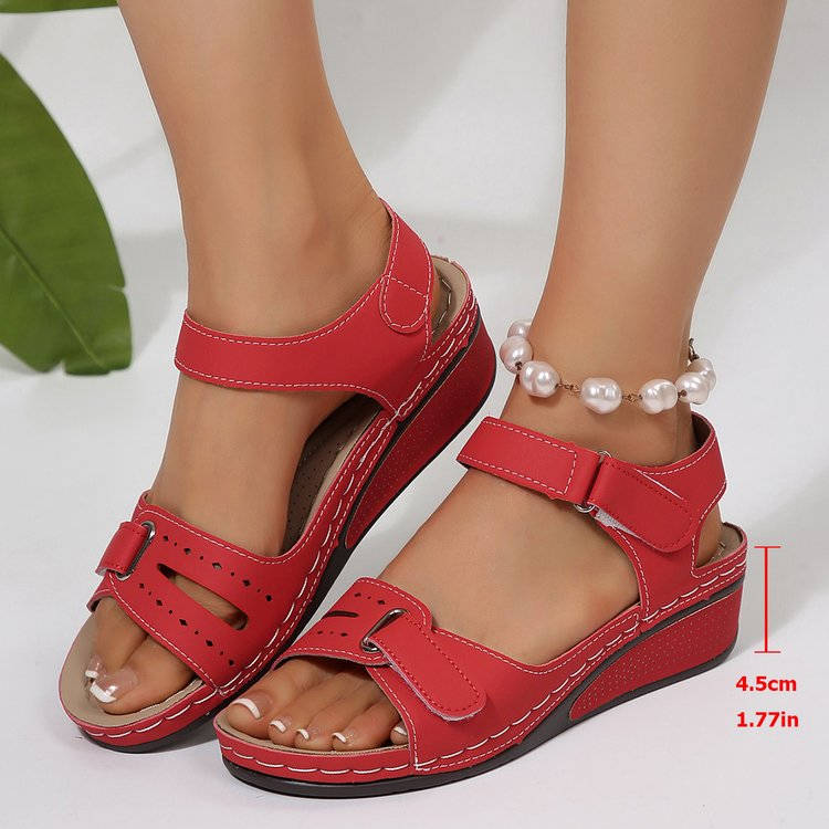 Women's Orthopedic Wedge Sandals, Open Toe Comfort Sandals, Hook and Loop Strap Summer Shoes