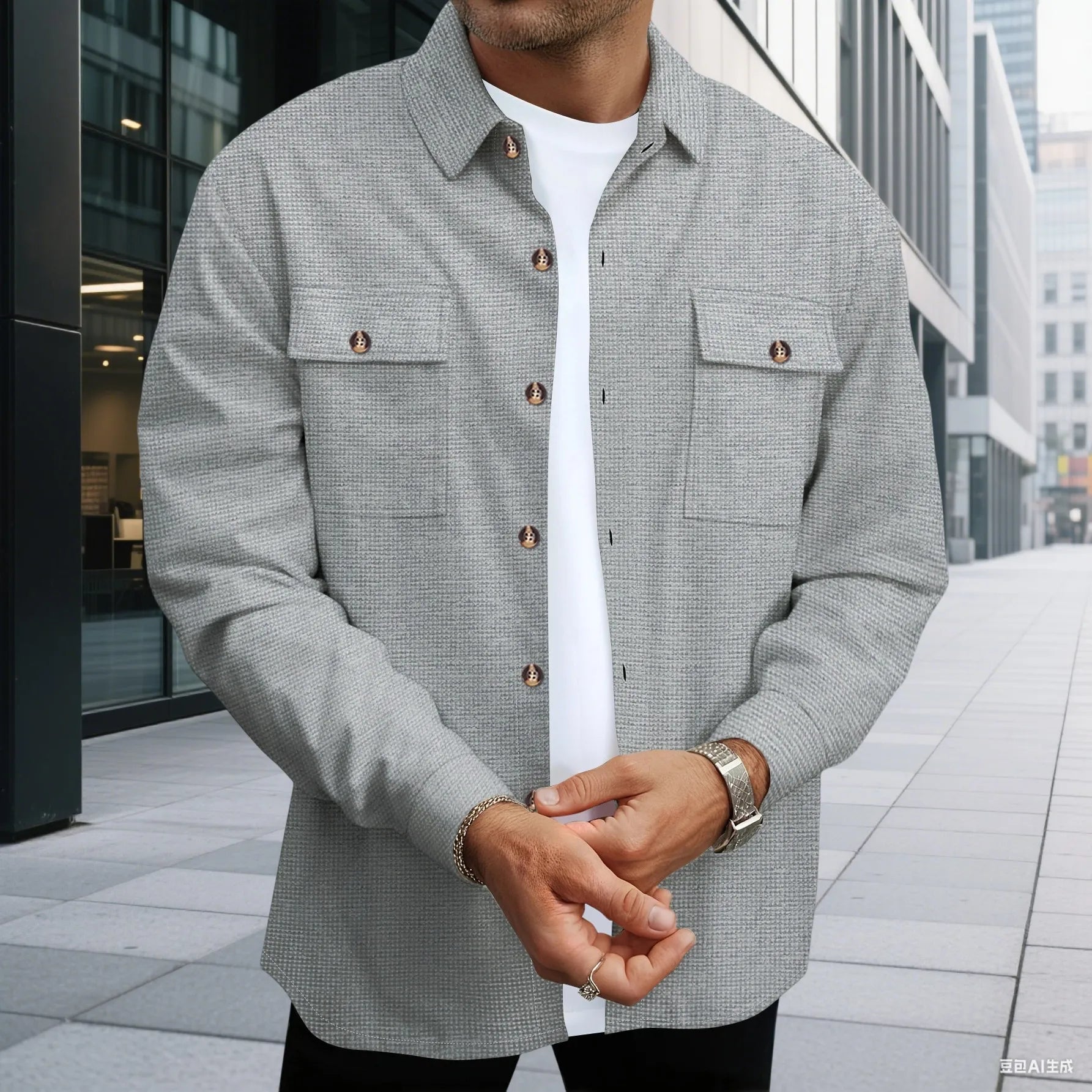 Mens 2 Piece Sweatsuit Set, Waffle Plaid Jacquard Jacket Top and Casual Pants, Fall Fashion Outfit