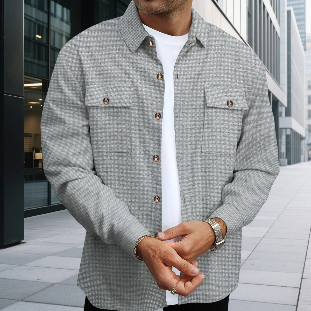 Mens 2 Piece Sweatsuit Set, Waffle Plaid Jacquard Jacket Top and Casual Pants, Fall Fashion Outfit