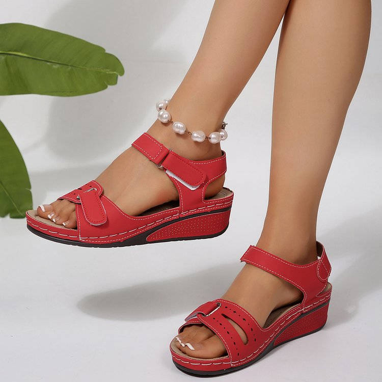 Women's Orthopedic Wedge Sandals, Open Toe Comfort Sandals, Hook and Loop Strap Summer Shoes