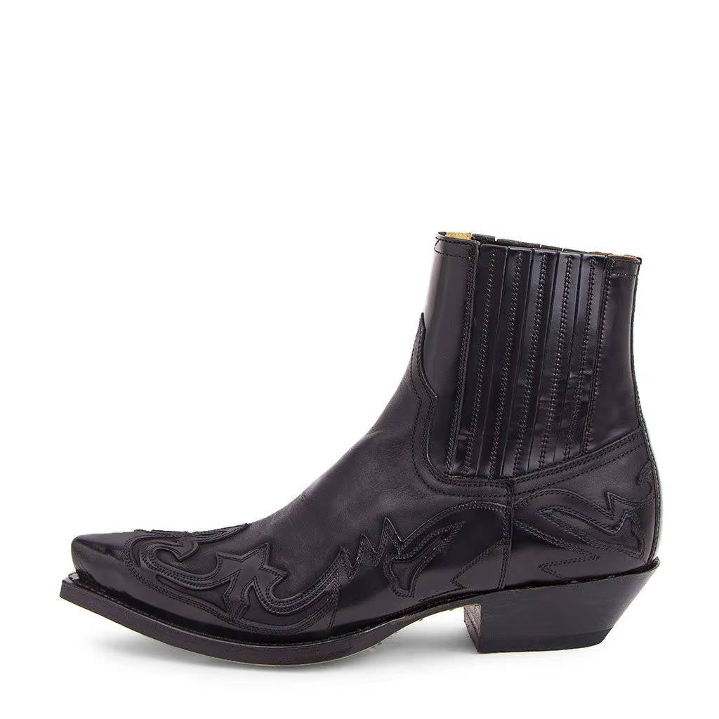 Embroidered Western Ankle Boots with Pointed Toe and Rubber Grip Outsole for Women