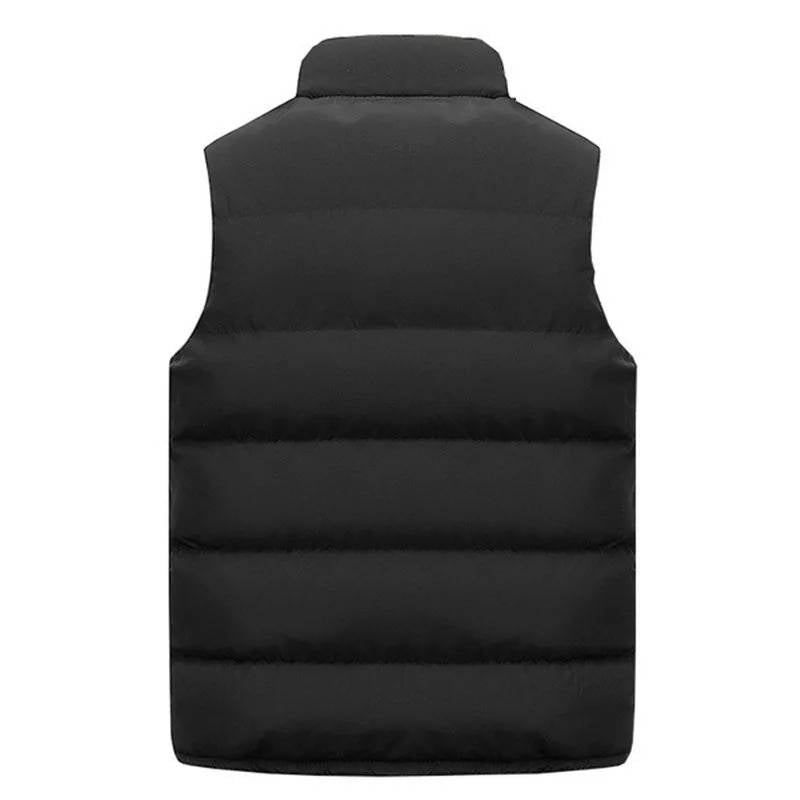 Sleeveless Puffer Vest with Stand Up Collar and Water Repellent Fabric for Men
